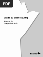 Grade 10 Science (20F) : A Course For Independent Study