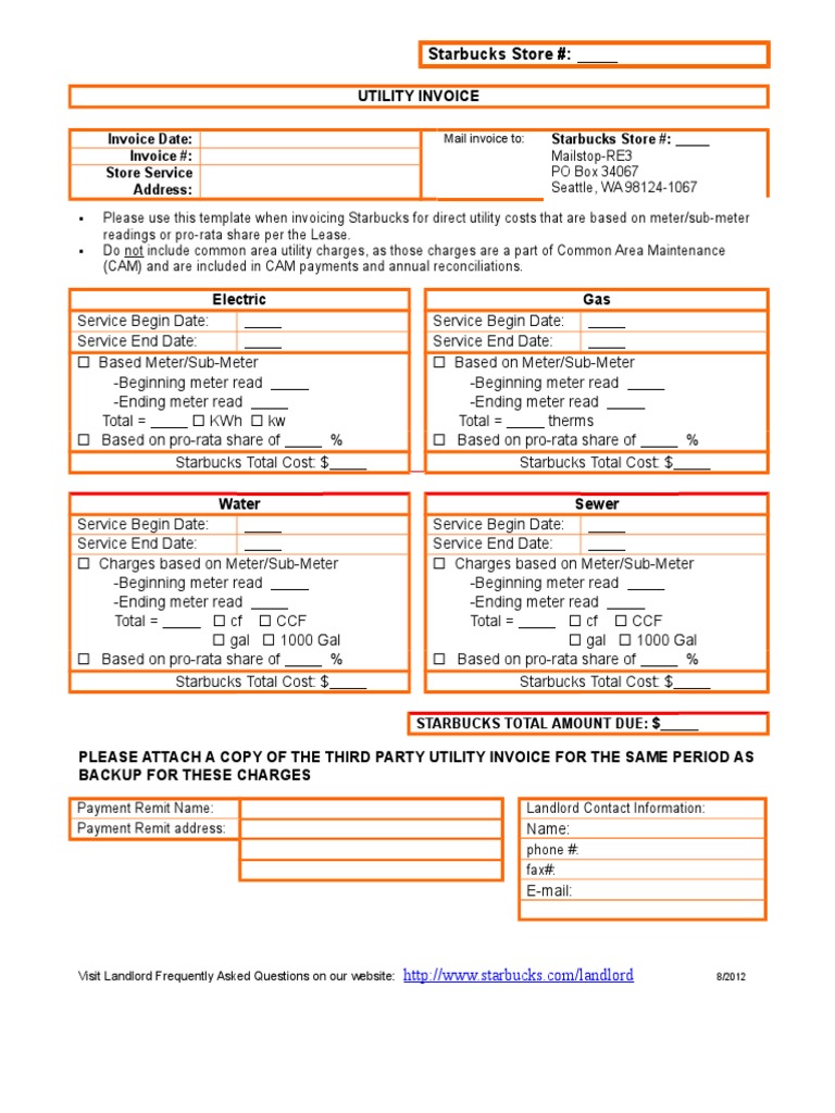 Starbucks Utility Invoice Template | PDF | Nature