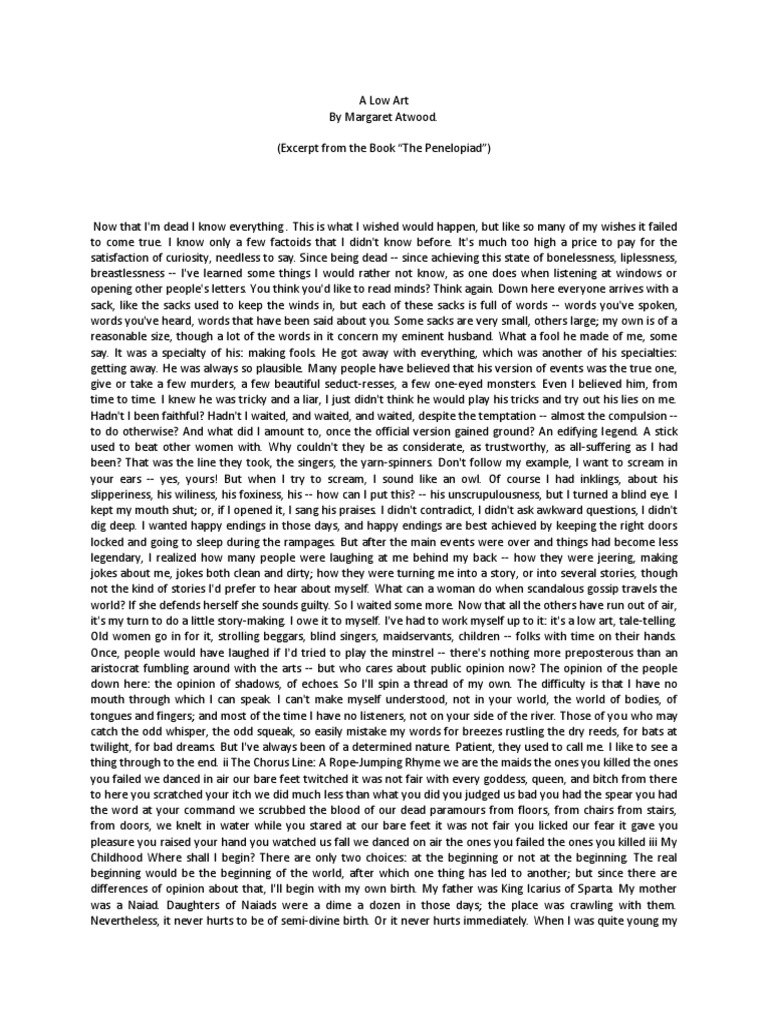 A Low Art by Margaret Atwood