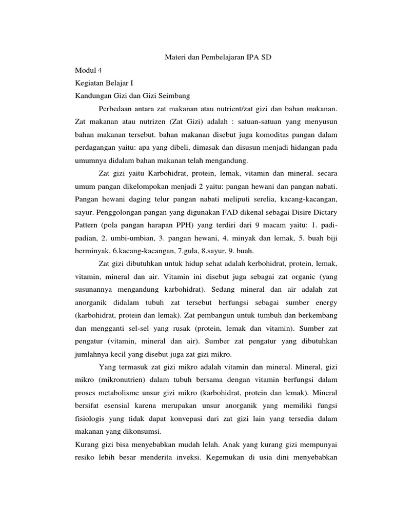 Rangkuman Materi Dan Pembelajaran Ipa Sd Pdgk 4503 Modul 4  