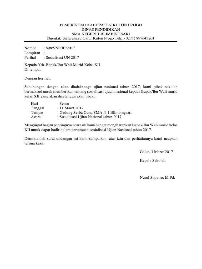 Contoh Surat Resmi Sekolah Pdf