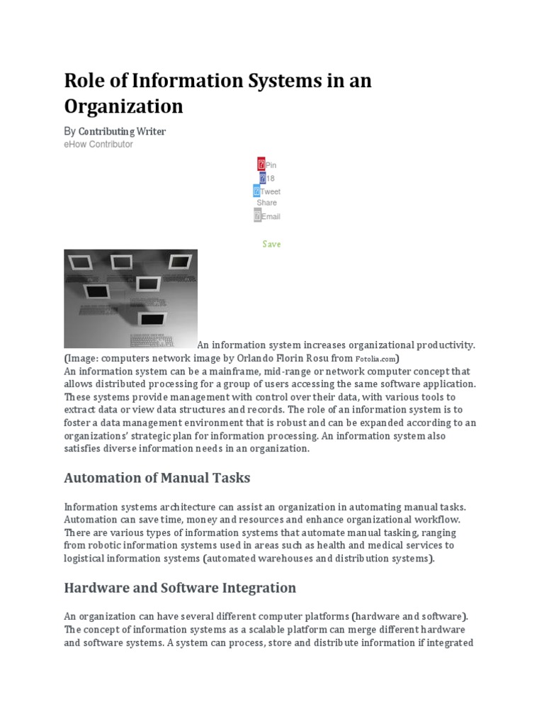 Role of Information Systems in Organizations | PDF | Supply Chain ...