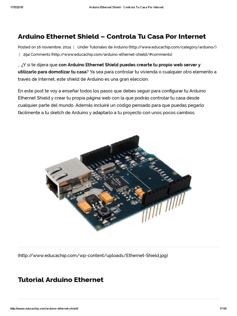 Controla tu hogar con Arduino Ethernet | PDF | Enrutador (Computación ...