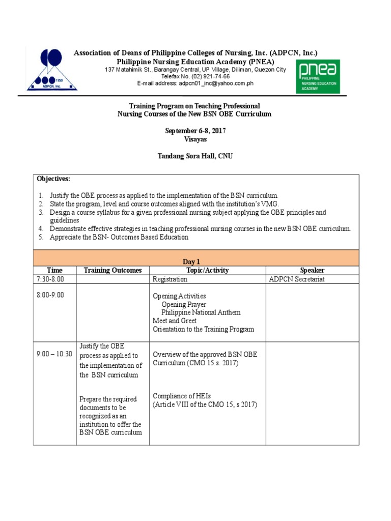OBE Trainining Program Visayas | PDF | Instructional Design | Curriculum
