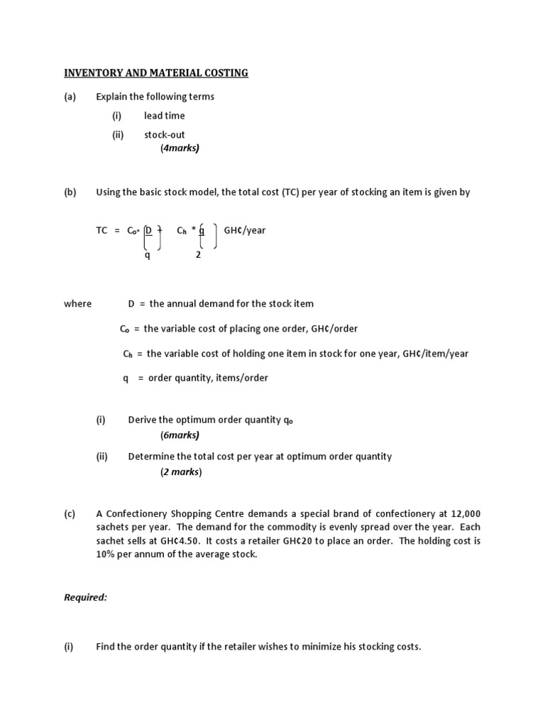 Inventory and Material Costing | PDF | Technology & Engineering