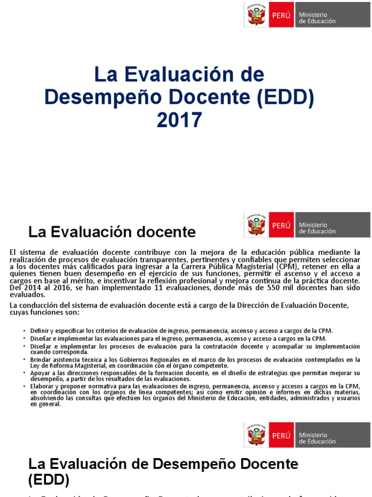 La Evaluación de Desempeño Docente (EDD) | PDF | Maestros | Evaluación