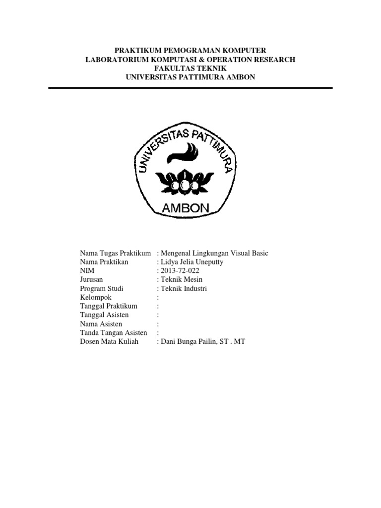 Laporan  Praktikum  Visual Basic docx  Laporan  Praktikum  Visual Basic docx