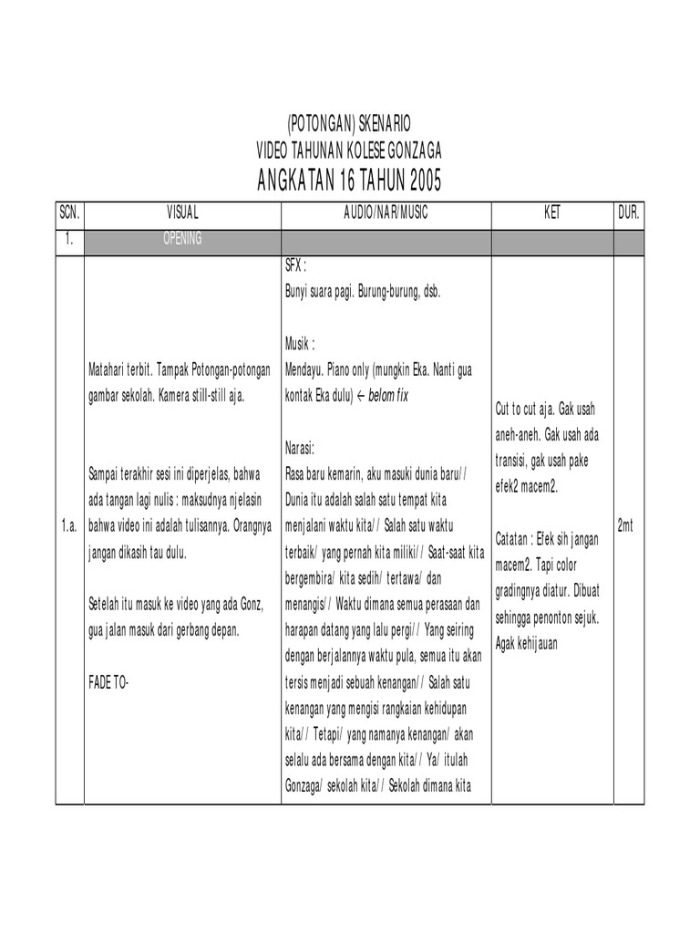 Contoh Naskah Dokumenter