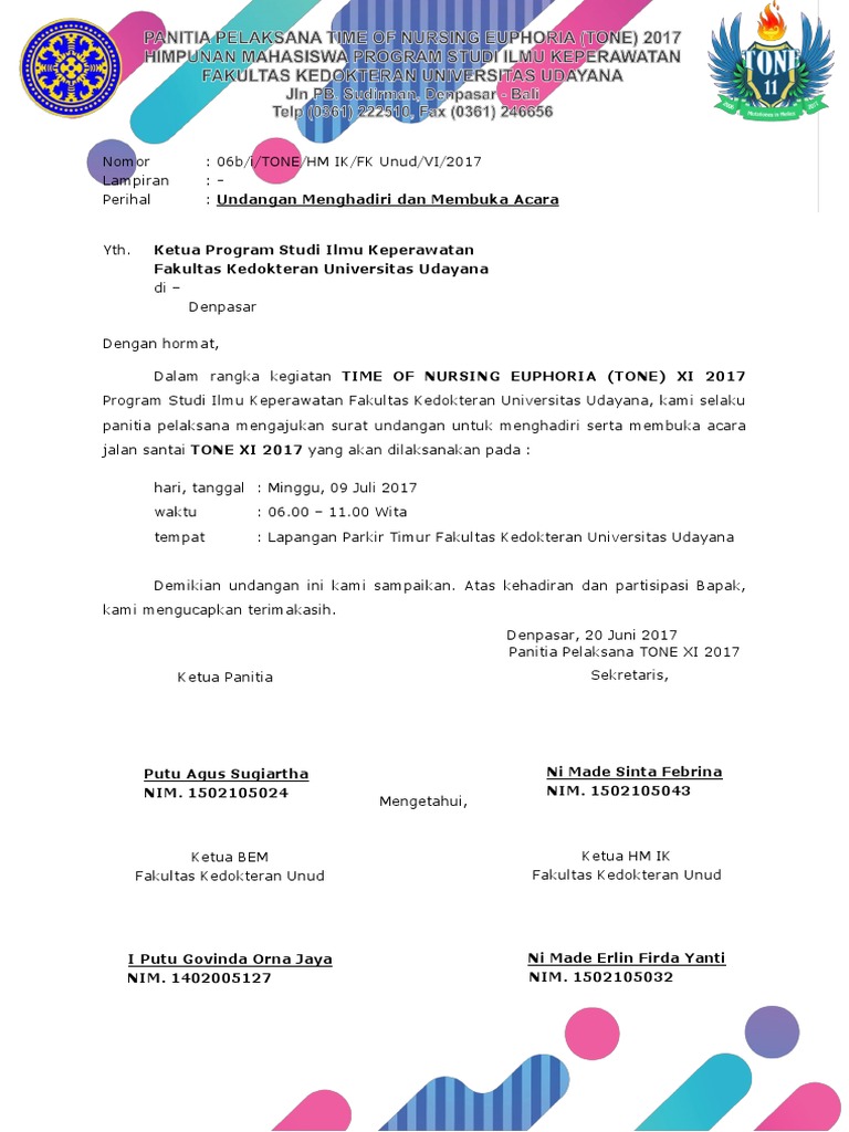 Undangan Kaprodi Jalan Santai Dan Malam Puncak