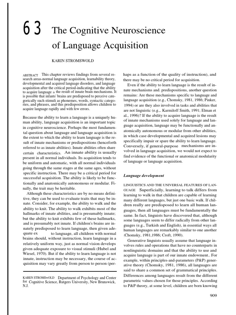 Cognitive Neuroscience of Language | PDF | Language Acquisition | Verb