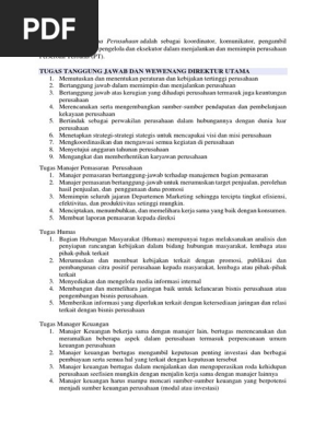 Tugas Direktur Utama Perusahaan