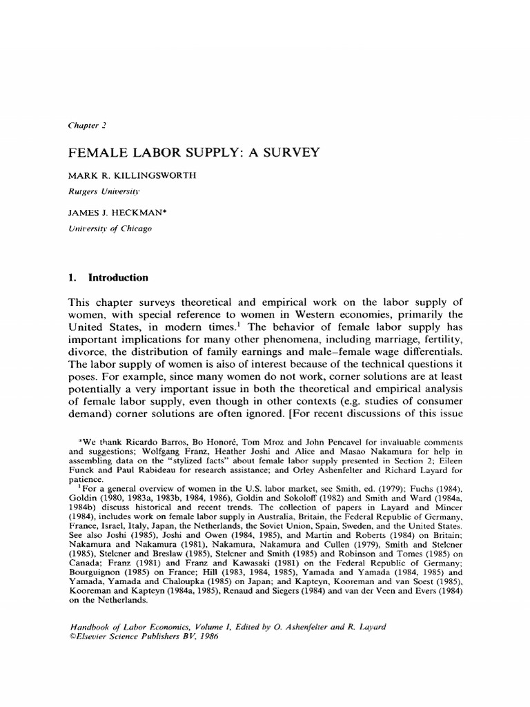 Heckman and Killingsworth Handbook Female Labor Supply PDF