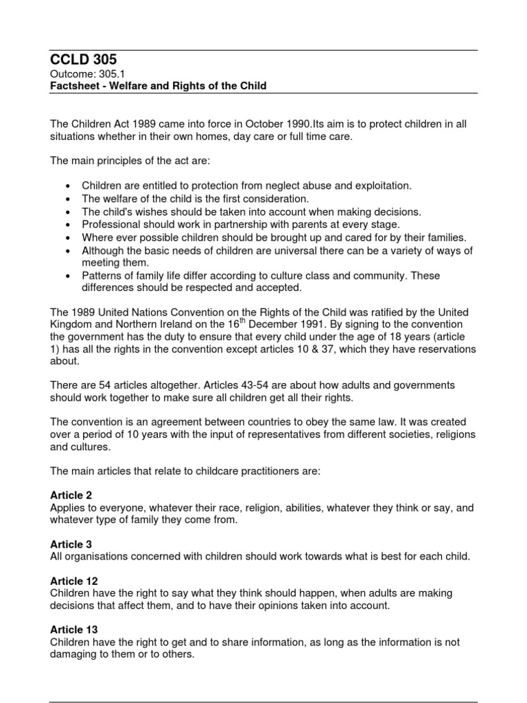 Welfare and Rights of the Child | PDF | Children's Rights | Child Care