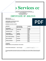 Bio Services CC: Certificate of Analysis