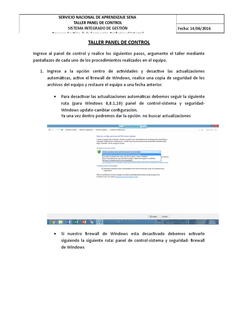 Taller de Gestión en Panel de Control | PDF | Informática | Software ...