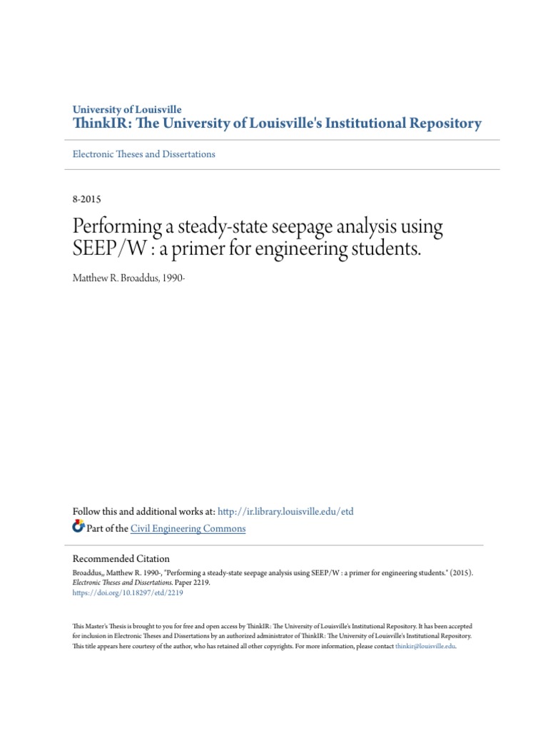 Performing A Steady-State Seepage Analysis Using SEEP-W - A Prime | PDF ...