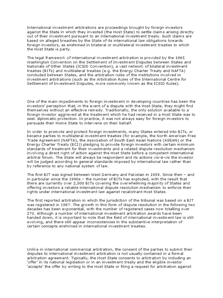 Understanding International Investment Arbitration | PDF | Arbitration ...