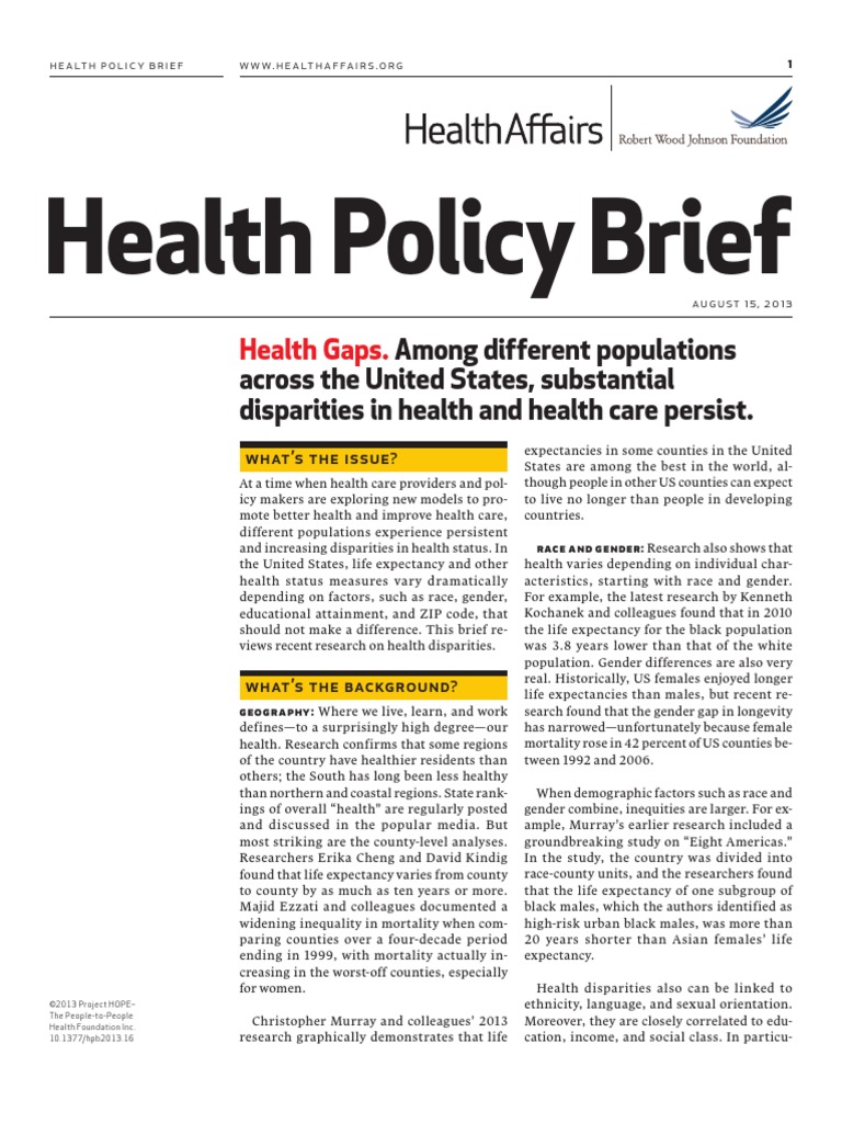 Healthpolicybrief 98 PDF | PDF | Life Expectancy | Health Equity