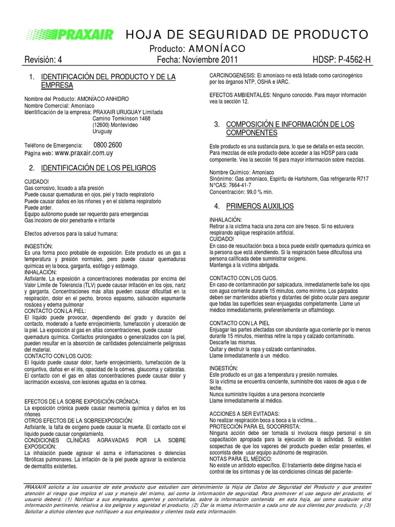Derechos de autor Perca Folleto Amoniaco R717 | PDF | Amoníaco | Quemar