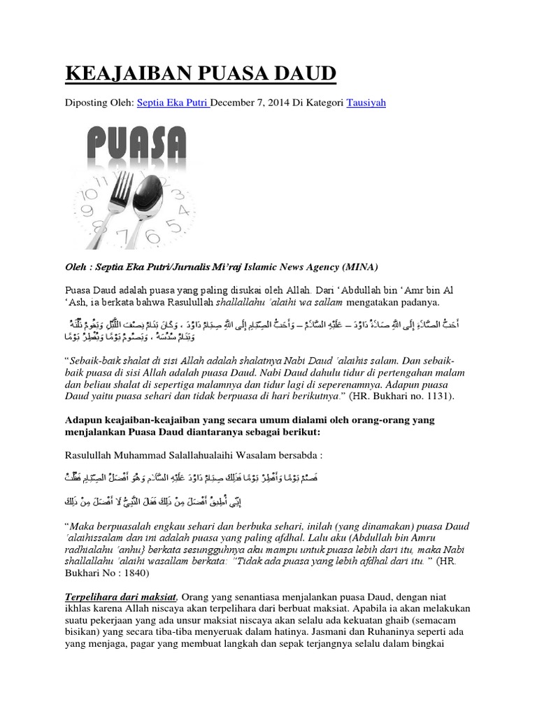 Keajaiban Puasa Daud