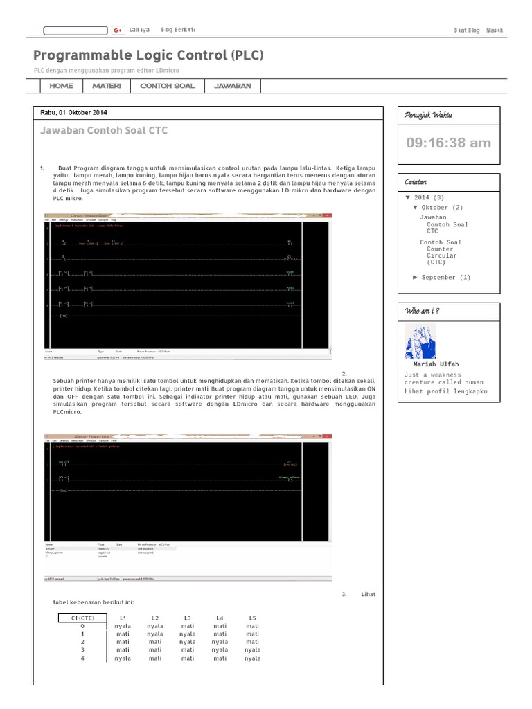 Programmable Logic Control (PLC) - Jawaban Contoh Soal CTC PDF | PDF