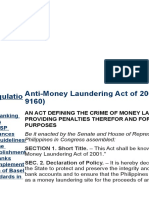 Regulatio Ns Anti-Money Laundering Act of 2001 (RA 9160)