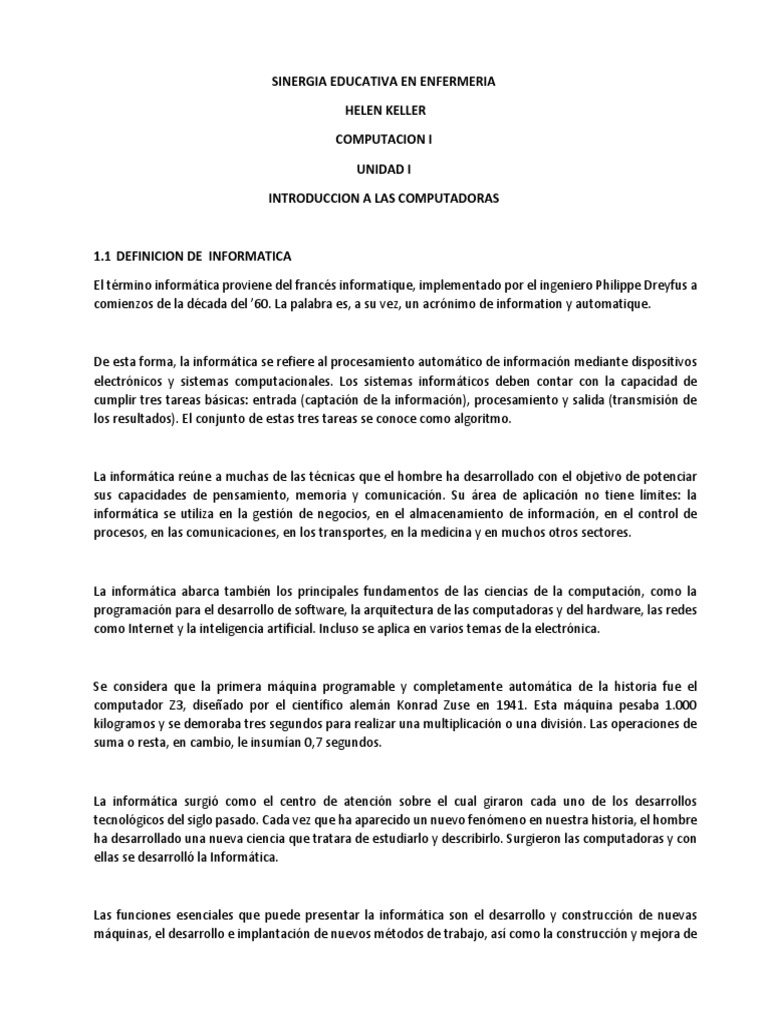 Computacion I Unidad 1 | PDF | Hardware de la computadora | Ciencias de ...