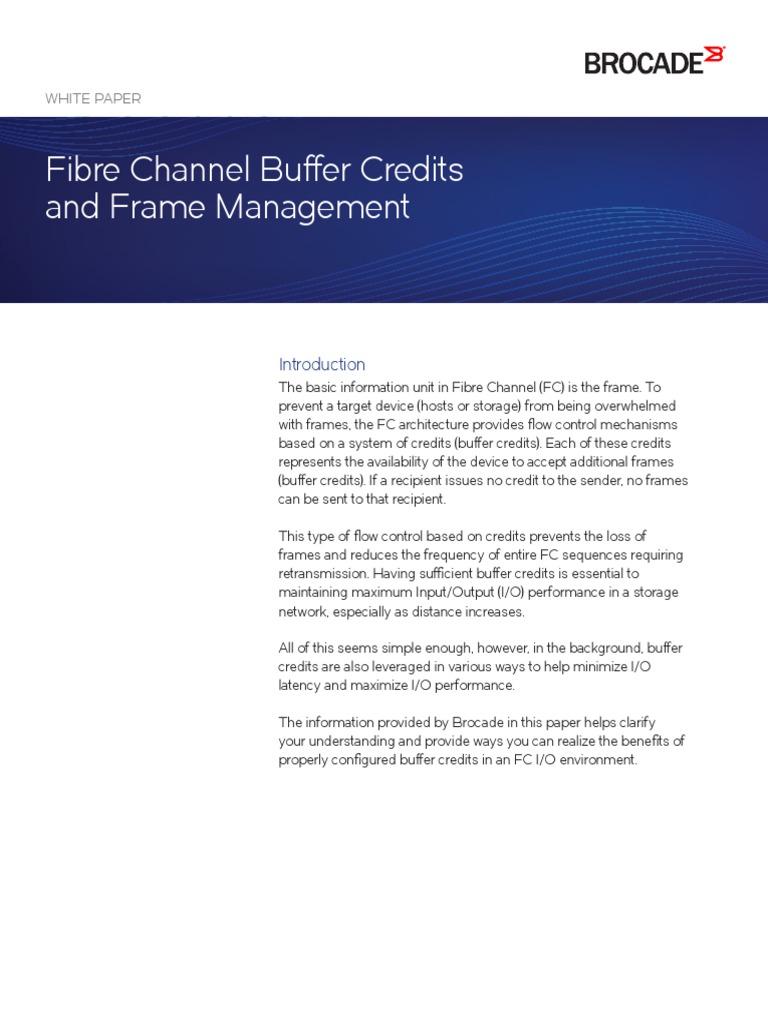 Brocade Fibre Channel Buffer Credits and Frame Management WP | PDF ...