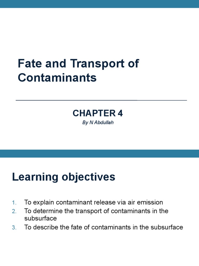 Lecture 4 Fate Contaminant Aquifer Groundwater