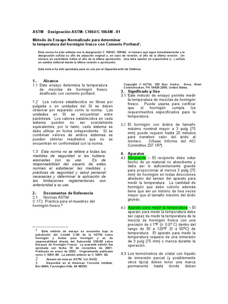 Astm C 1064 01 PDF PDF Temperatura Calibración