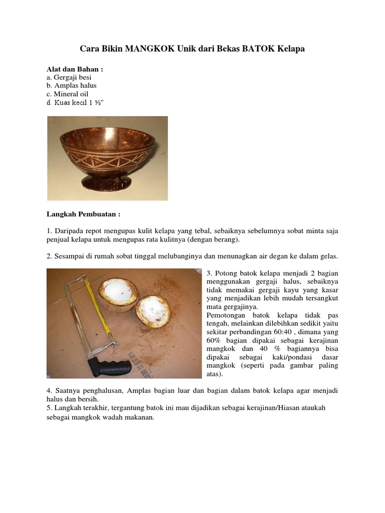 Cara Bikin Mangkok Unik Dari Bekas Batok Kelapa