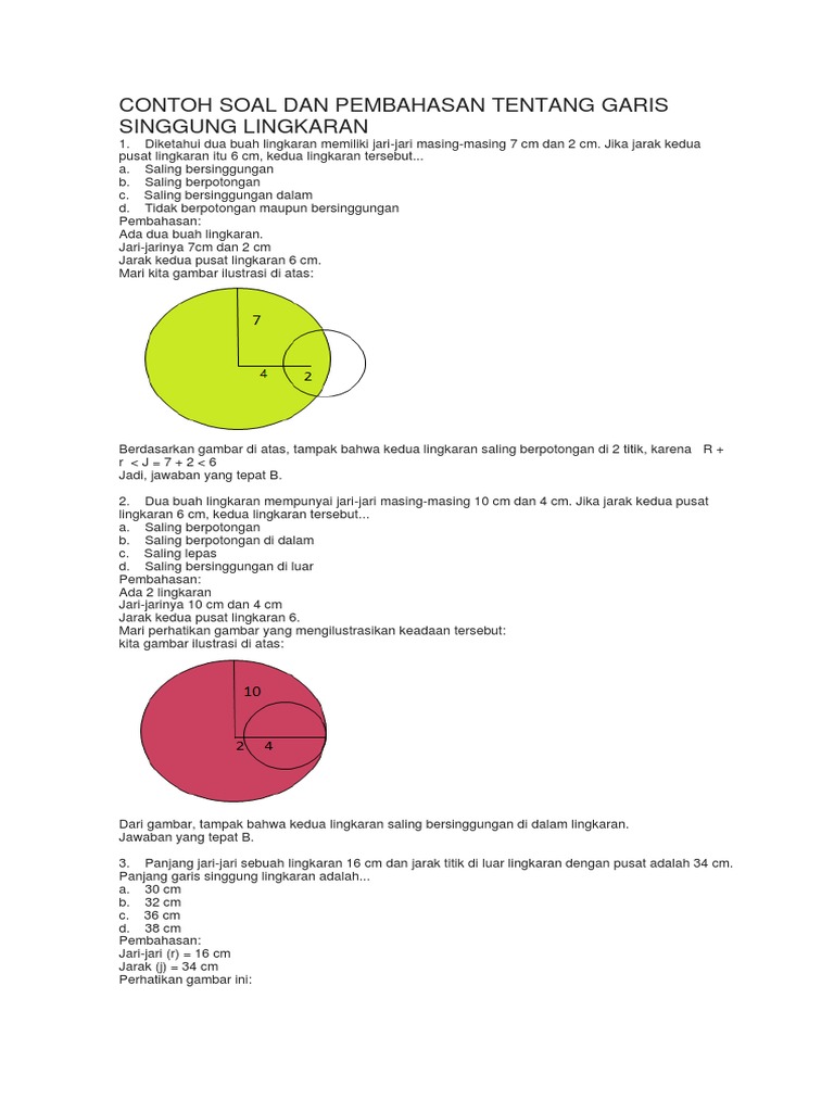 Contoh Soal Luas Lingkaran Dan  Jawabannya Contoh Soal 