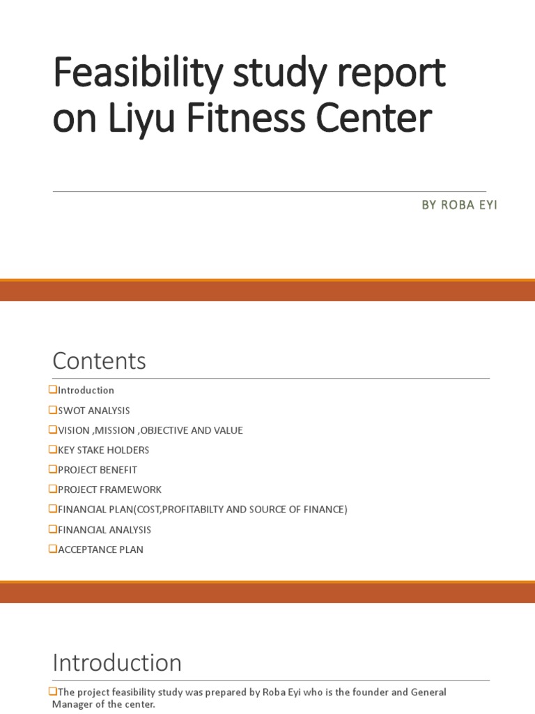 Liyu Fitness Center Feasibility Study | PDF | Feasibility Study ...