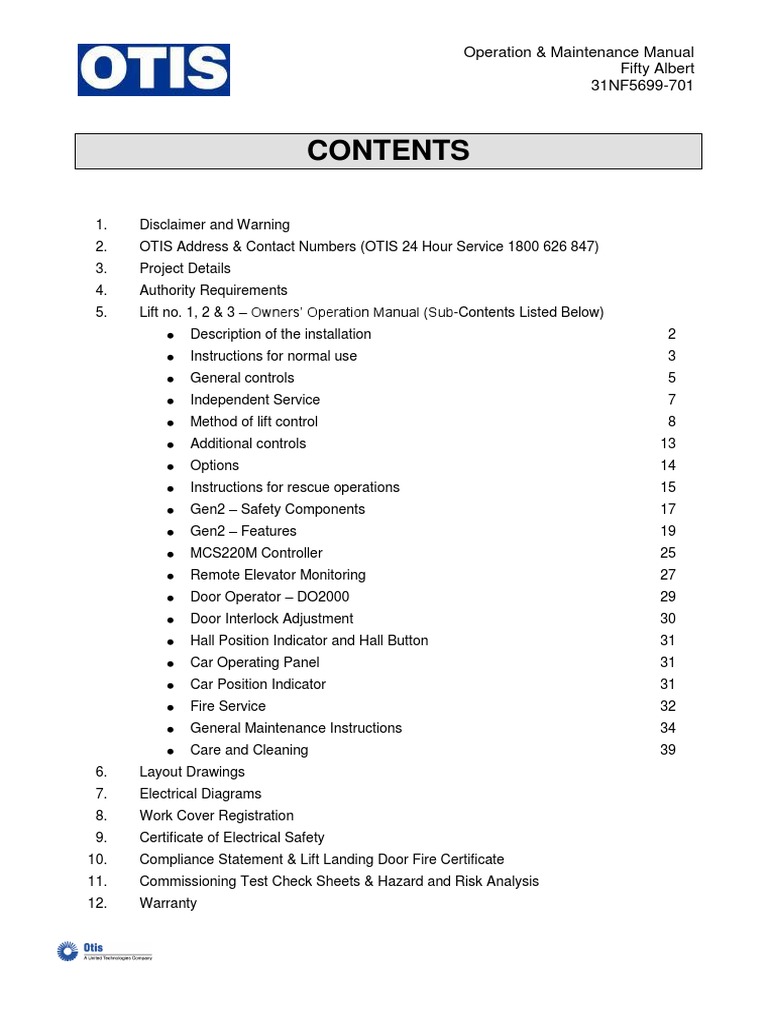 Fa Otis Lifts Manual PDF Elevator Wire