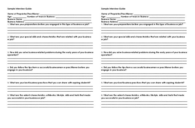Sample Interview Guide - Tle10 | PDF | Educational Psychology ...