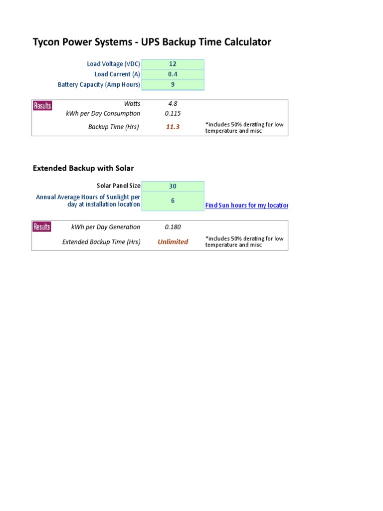 UPS Backup Time Calculator PDF