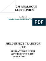 DMT 231 Analogue Electronics: Introduction To Field Effect Transistors