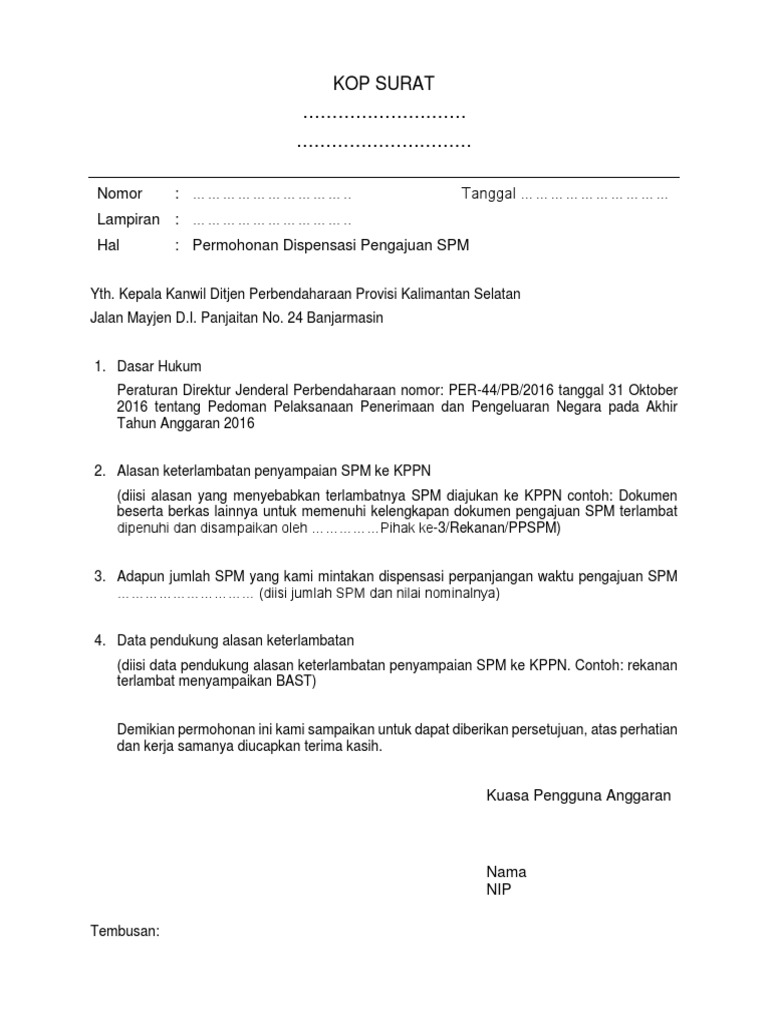 Surat Permohonan Dispensasi Dan Surat Pernyataan