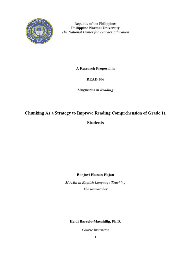 Chunking As A Strategy To Improve Reading Comprehension Of Grade 11