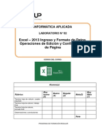 Lab 02 - Excel 2013 - Ingreso y Formato de Datos Operaciones de Edición y Condiguración de Página