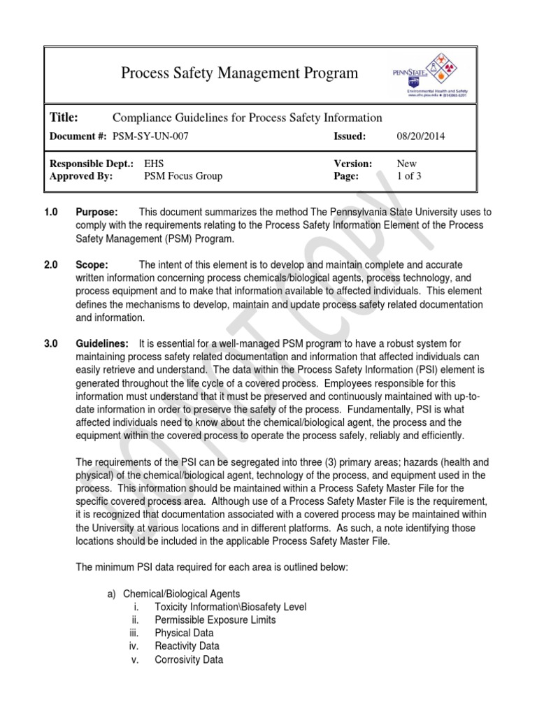 Process Safety Compliance Guide | PDF | Instrumentation | Safety