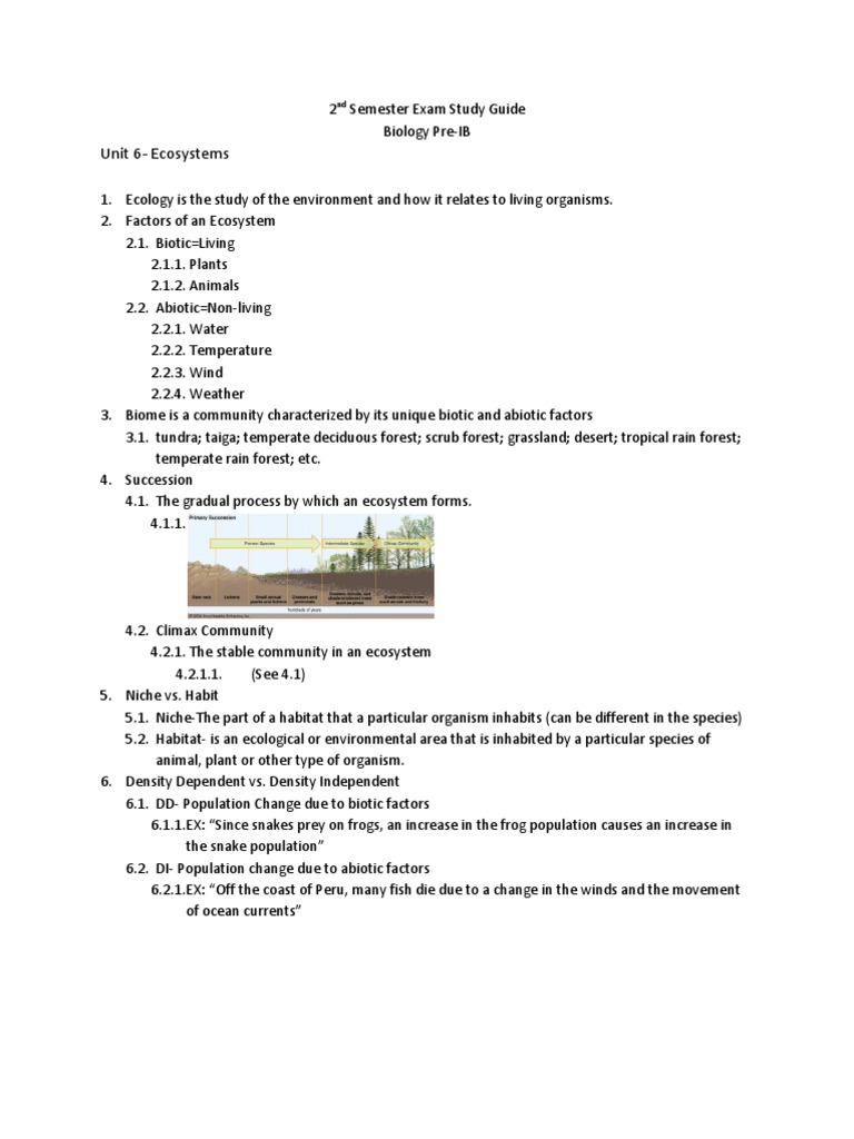 2nd Semester Exam Study Guide (Biology) Unit 6 Forests Rain
