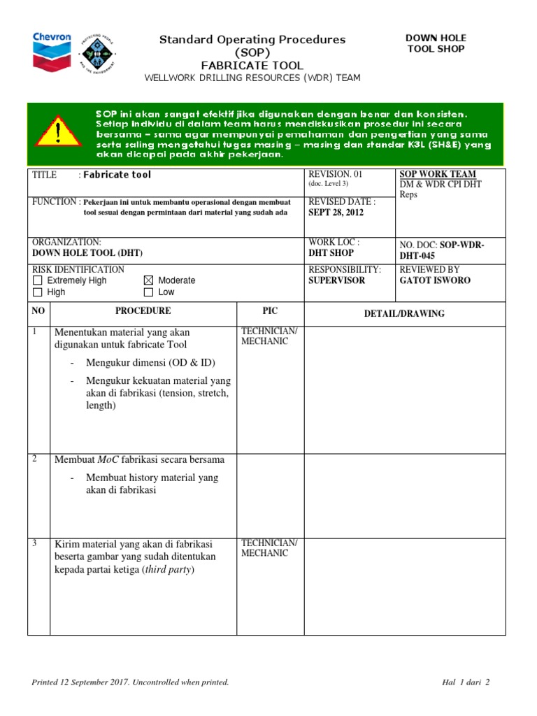 45 - Fabricate Tool (Sop WDR DHT 045) | PDF | Komputer