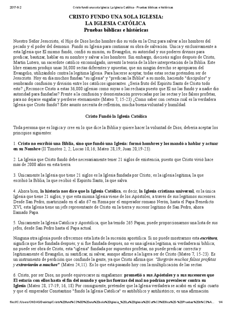 La Iglesia Católica: Fundación de Cristo | PDF | Cristo (título ...