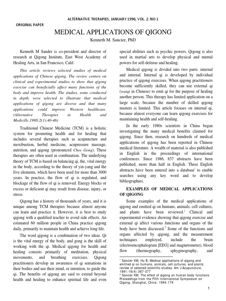 Medical Applications of Qigong Therapy | PDF | Qigong | Traditional ...