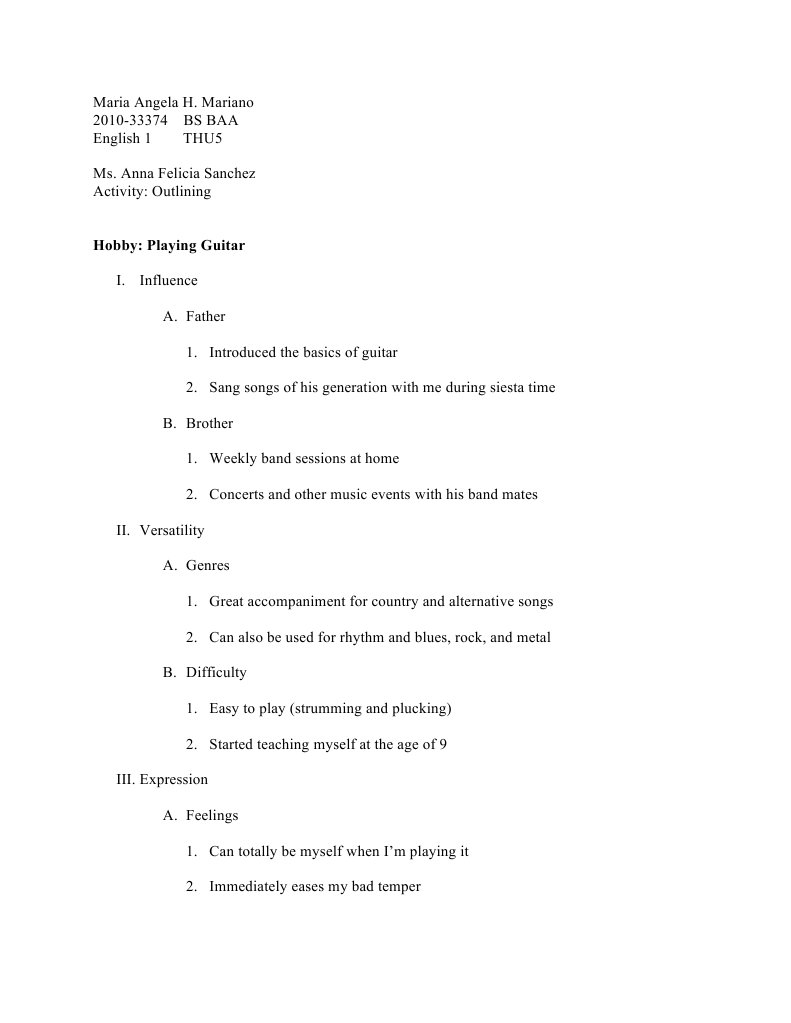 Eng1 Outlining | PDF