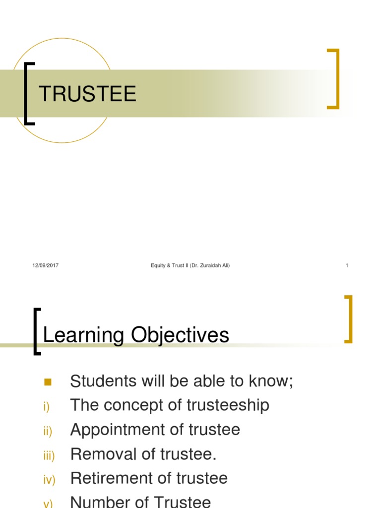 Trustee I | PDF | Trust Law | Trustee
