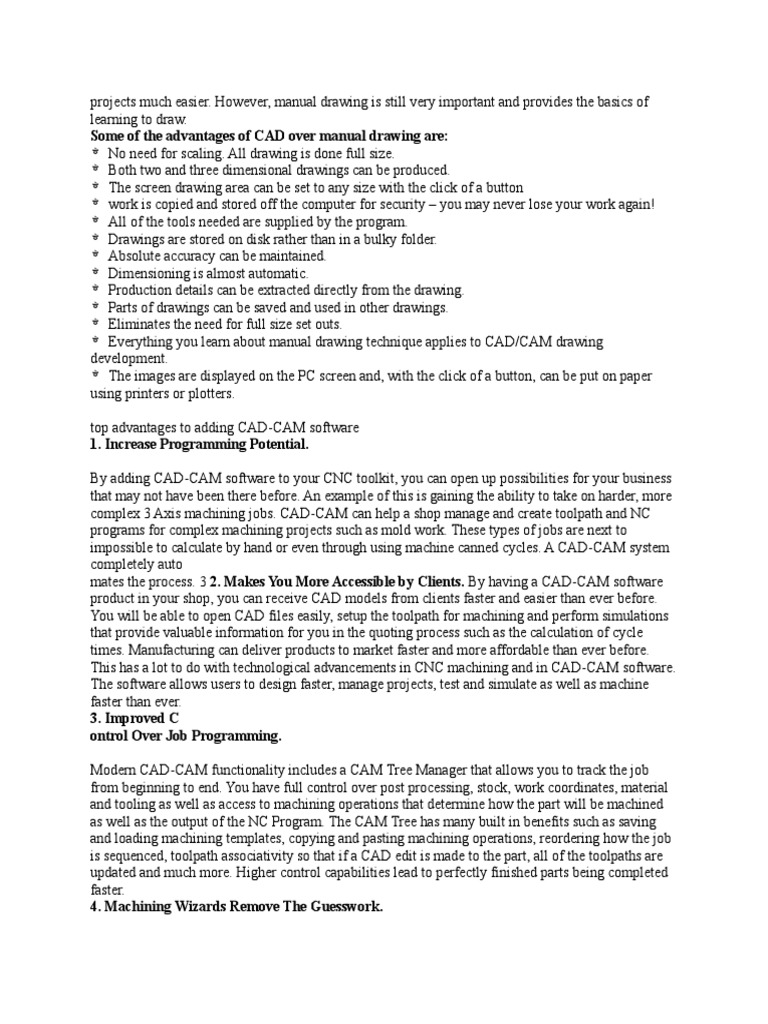 Some of The Advantages of CAD Over Manual Drawing Are | PDF | Computer ...