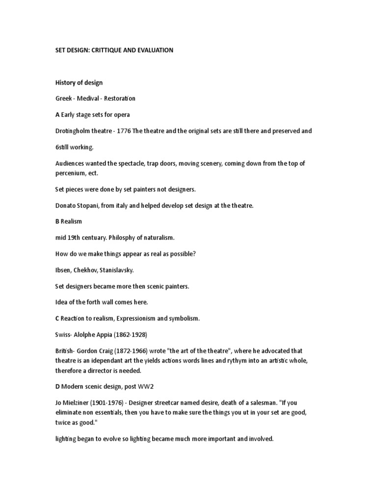 Set Design: History and Critique | PDF | Social Science | Art