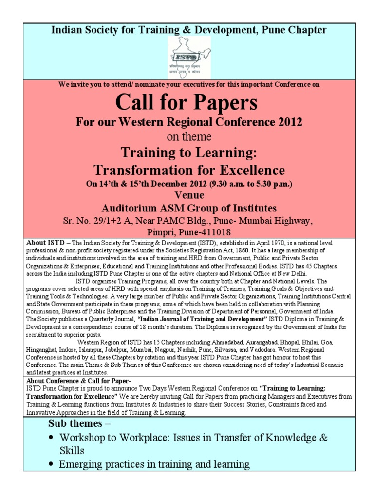 ISTD Pune Conference 2012 Call for Papers | PDF | Business